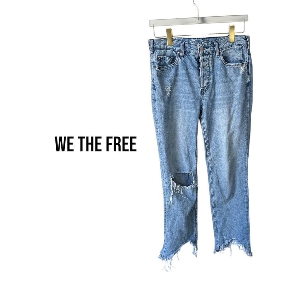 FREE PEOPLE Regular Mid Rise Distressed Jeans | Classic Wash | Women’s 27